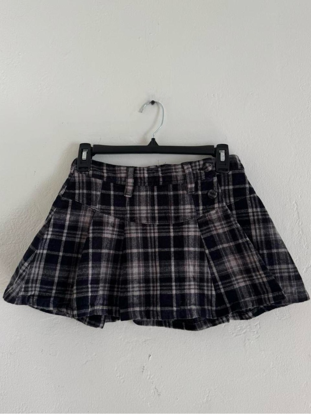 Free People Plaid Mini Skirt in Black and Gray
